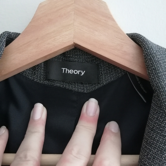 Theory Gabe Portmore Wool Single Button Blazer Speckled Grey 3 Pockets 2 - Picture 14 of 17